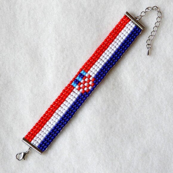 Croatia Croatian flag bead bracelet, handmade, adjustable length - Picture 2 of 6